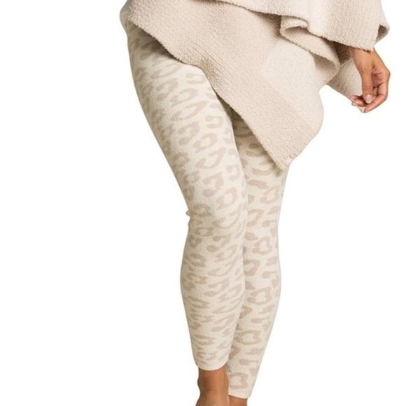Barefoot Dreams Leggings CozyChic Ultra Lite Leopard Cream-Stone Loungewear Cozy - Picture 5 of 15